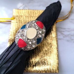 Pink, Blue & Bling Adjustable Ring